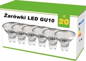 Art Zestaw 20x żarówek LED GU10 1,2W AC230V, 100lm,WW,blister 1