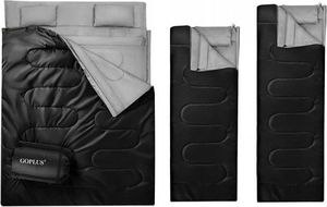 Costway Śpiwór turystyczny dwuosobowy z poduszkami (OP3650BK) 3