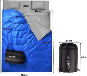 Costway Śpiwór turystyczny dwuosobowy z poduszkami (OP3650LS) 3
