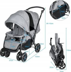 Wózek Costway Podwójny wózek dziecięcy spacerówka 3