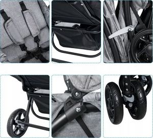 Wózek Costway Podwójny wózek dziecięcy spacerówka 4