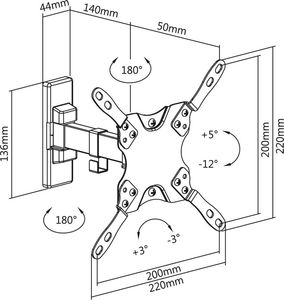 Cabletech Uchwyt ścienny LEC-UCH0194 13'' - 42'' 2