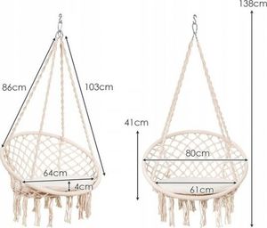 Costway Huśtawka fotel wiszący hamak boho (HW66932WH) 5