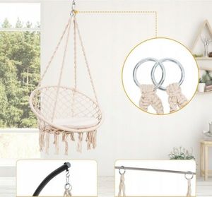 Costway Huśtawka fotel wiszący hamak boho (HW66932WH) 7
