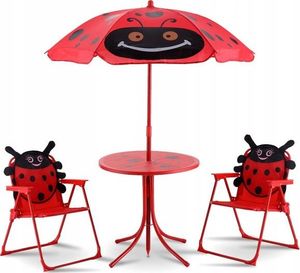 Costway Krzesła i stolik z parasolem ogrodowym zestaw dla dzieci 1