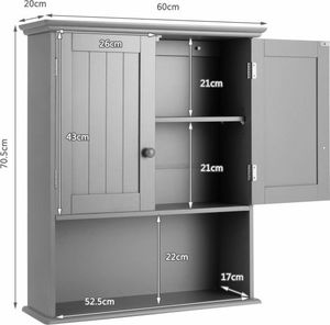 Costway Szafka wisząca zamykana z 3 półkami 4