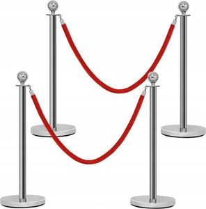 Costway Słupki odgradzające z czerwoną taśmą zestaw 4 szt. 2