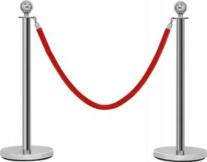 Costway Słupki odgradzające z czerwoną taśmą zestaw 4 szt. 3