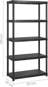 vidaXL Regał 5-poziomowy, czarny, 255x40x185 cm, plastik 6