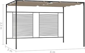 vidaXL Altana ogrodowa ze zwijanym dachem, 3x4x2,3 m, taupe, 180 g/m 7