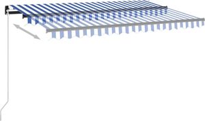 vidaXL Ręcznie zwijana markiza z LED, 450x350 cm, niebiesko-biała 3