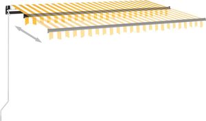 vidaXL Ręcznie zwijana markiza z LED, 450x350 cm, żółto-biała 3