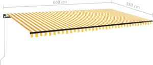 vidaXL Ręcznie zwijana markiza, 600x350 cm, żółto-biała 8