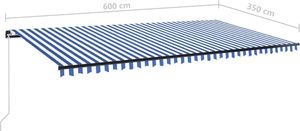 vidaXL Ręcznie zwijana markiza, 600x350 cm, niebiesko-biała 7