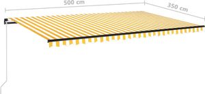 vidaXL Ręcznie zwijana markiza, 500x350 cm, żółto-biała 7