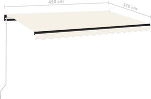 vidaXL Ręcznie zwijana markiza z LED, 450x350 cm, kremowa 7