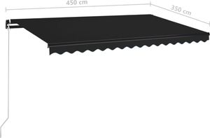 vidaXL Ręcznie zwijana markiza, 450x350 cm, antracytowa 7