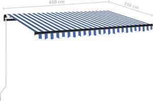 vidaXL Ręcznie zwijana markiza, 450x350 cm, niebiesko-biała 7