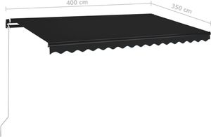 vidaXL Ręcznie zwijana markiza z LED, 400 x 350 cm, antracytowa 7