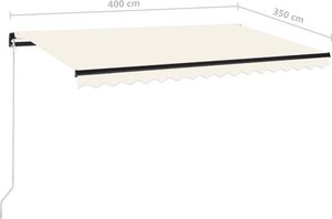 vidaXL Ręcznie zwijana markiza z LED, 400 x 350 cm, kremowa 7