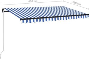 vidaXL Ręcznie zwijana markiza z LED, 400 x 350 cm, niebiesko-biała 7