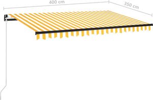 vidaXL Ręcznie zwijana markiza, 400 x 350 cm, żółto-biała 7