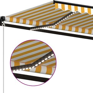vidaXL Ręcznie zwijana markiza z LED, 500 x 300 cm, żółto-biała 5