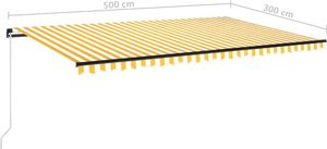 vidaXL Ręcznie zwijana markiza z LED, 500 x 300 cm, żółto-biała 7