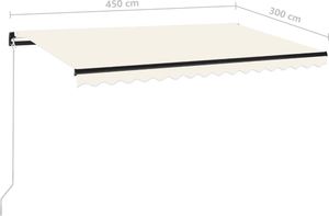 vidaXL Ręcznie zwijana markiza z LED, 450 x 300 cm, kremowa 7