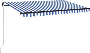 vidaXL Ręcznie zwijana markiza z LED, 400 x 300 cm, niebiesko-biała 2