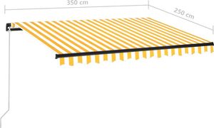 vidaXL Ręcznie zwijana markiza z LED, 350 x 250 cm, żółto-biała 7