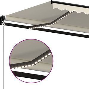vidaXL Ręcznie zwijana markiza z LED, 350 x 250 cm, kremowa 5