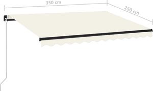 vidaXL Ręcznie zwijana markiza z LED, 350 x 250 cm, kremowa 7