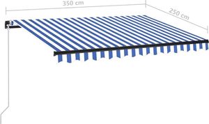 vidaXL Ręcznie zwijana markiza z LED, 350 x 250 cm, niebiesko-biała 7