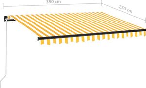 vidaXL Ręcznie zwijana markiza, 350 x 250 cm, żółto-biała 7