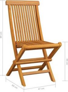 vidaXL Krzesła ogrodowe z bordowymi poduszkami, 8 szt., drewno tekowe 9