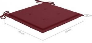 vidaXL Krzesła ogrodowe z bordowymi poduszkami, 8 szt., drewno tekowe 10