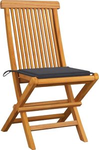 vidaXL Krzesła ogrodowe z antracytowymi poduszkami, 8 szt., tekowe 2