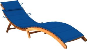 vidaXL Ogrodowy leżak z poduszką lite drewno akacjowe niebieski 1