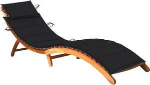 vidaXL Ogrodowy leżak z poduszką lite drewno akacjowe czarny 1
