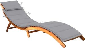 vidaXL Ogrodowy leżak z poduszką lite drewno akacjowe szary 1