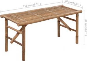 vidaXL Składana ławka ogrodowa z poduszką, 118 cm, bambusowa 7