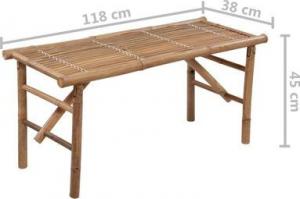 vidaXL Składana ławka ogrodowa z poduszką, 118 cm, bambusowa 7
