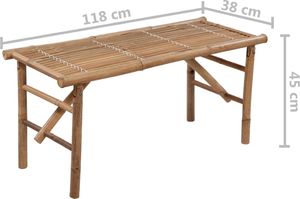 vidaXL Składana ławka ogrodowa z poduszką, 118 cm, bambusowa 6