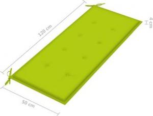 vidaXL Składana ławka ogrodowa z poduszką, 118 cm, bambusowa 9
