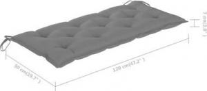vidaXL Składana ławka ogrodowa z poduszką, 118 cm, bambusowa 9
