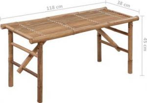 vidaXL Składana ławka ogrodowa z poduszką, 118 cm, bambusowa 8