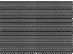 vidaXL Płytki tarasowe, 6 szt., WPC, 60x30 cm, 1,08 m, czarne 1