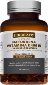 Singularis-Herbs Singularis, Naturalna Witamina E-Tokoferole kompleks 400IU, 120 kapsułek - Długi termin ważności! 1