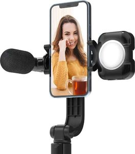 Selfie stick Blitzwolf Statyw / tripod / Selfie stick BlitzWolf BW-BS15 z lampą i mikrofonem 3